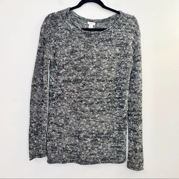 J. CREW Black & White Scoop Marled Knit Sweater - Picture 1 of 9